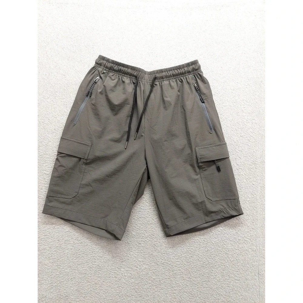 Scollit Men  Shorts S Gray Drawstring Elastic Waist Zipper Pockets Performance
